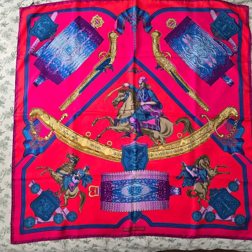 Hermes Warrior Horse Silk Scarf *RARE - Picture 2 of 9